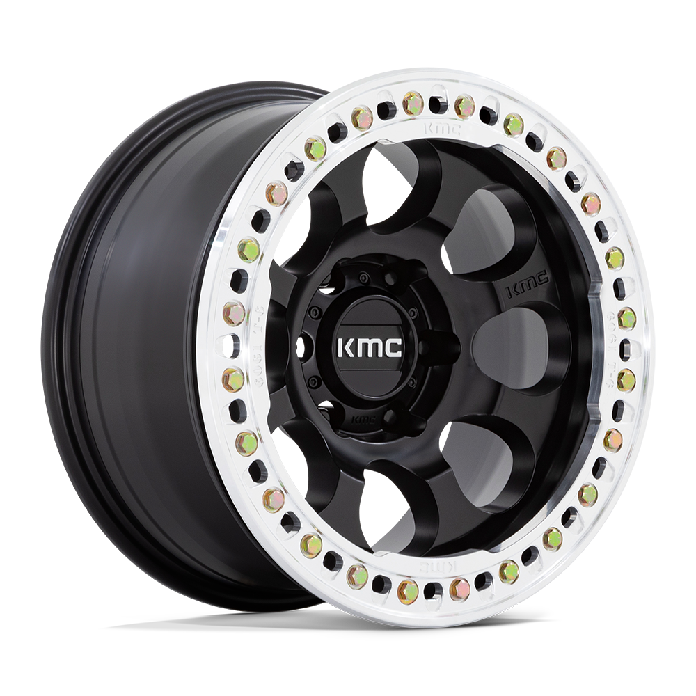 KMC RIOT BEADLOCK Satin Black W/ Machined Ring wheel