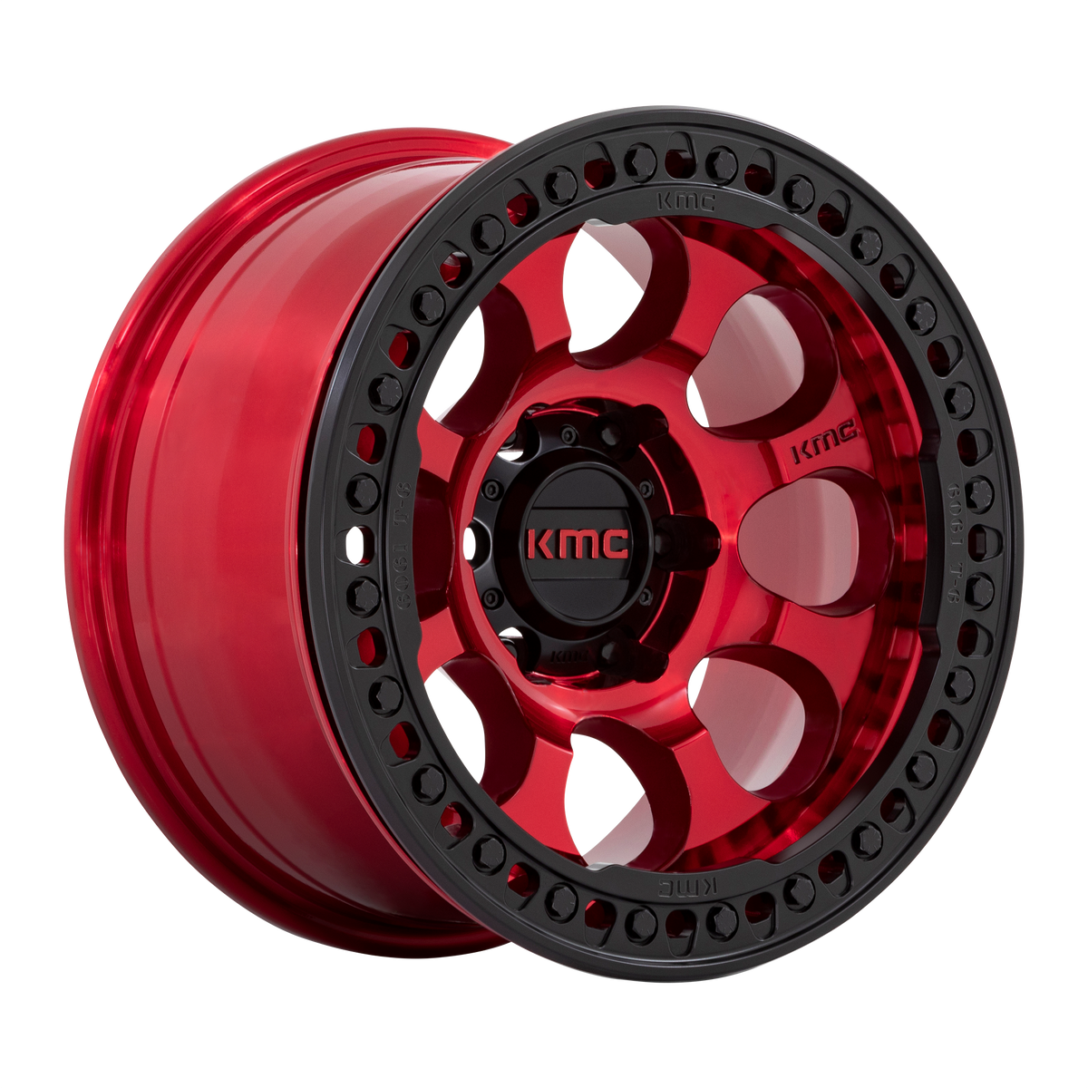 KMC RIOT BEADLOCK Candy Red W/ Satin Black Ring wheel