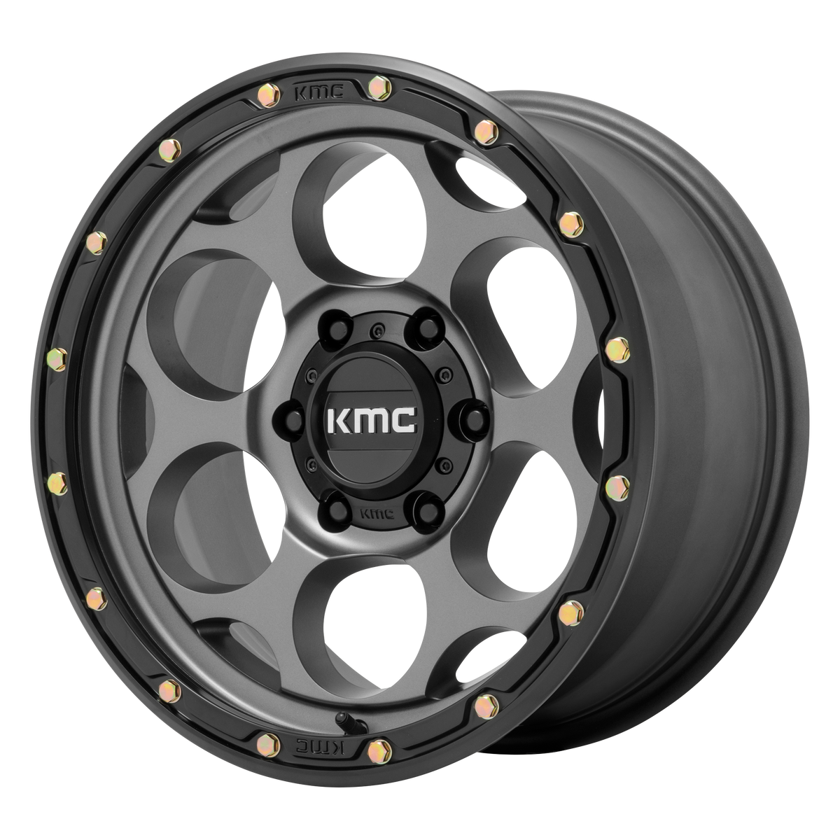 KMC DIRTY HARRY Satin Gray W/ Black Lip wheel view 4