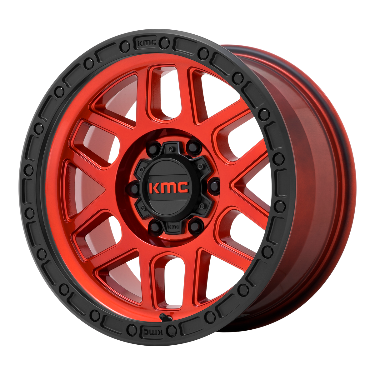 KMC MESA Candy Red W/ Black Lip wheel view 2