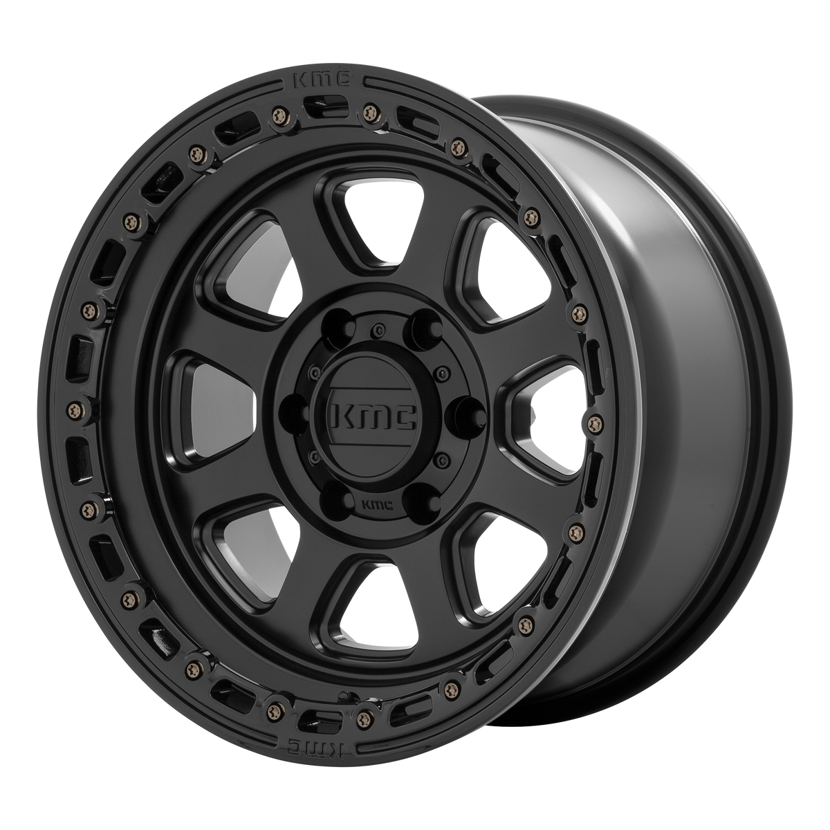 KMC CHASE Satin Black W/ Gloss Black Lip wheel view 4