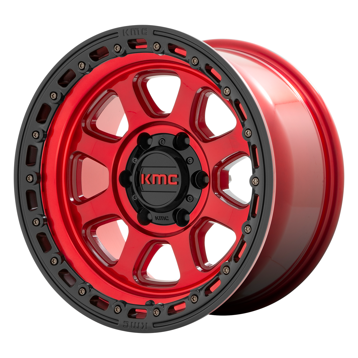 KMC CHASE Candy Red W/ Black Lip wheel view 4