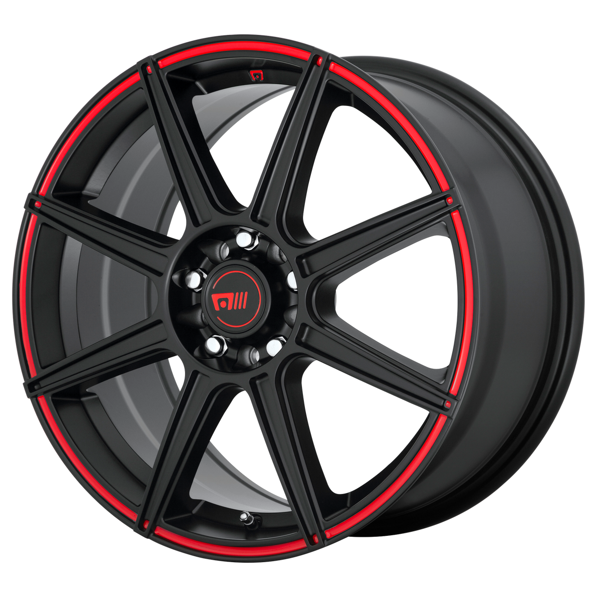 Motegi CS8 Satin Black W/ Red Stripe wheel view 2