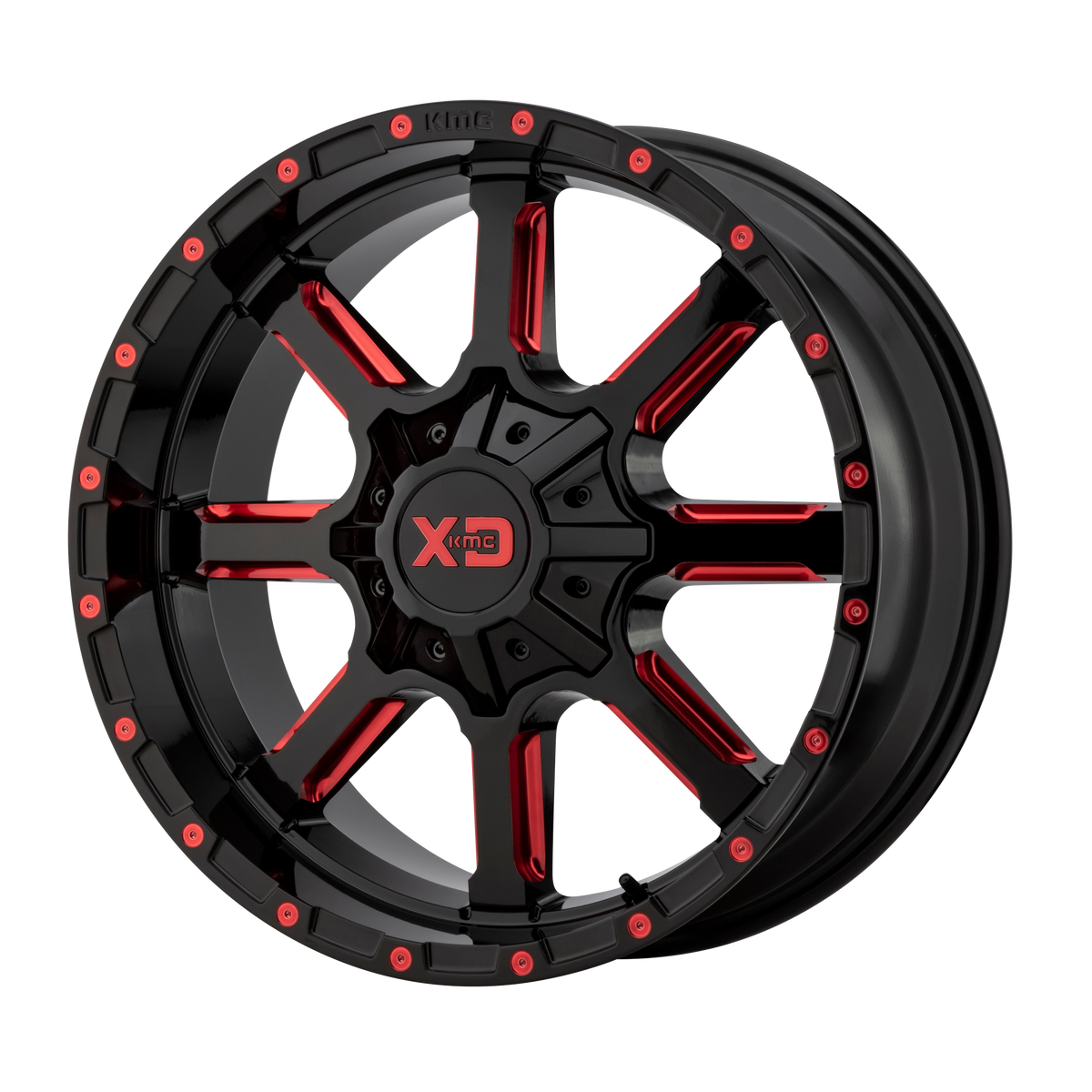 XD MAMMOTH Gloss Black Milled W/ Red Tint wheel view 2