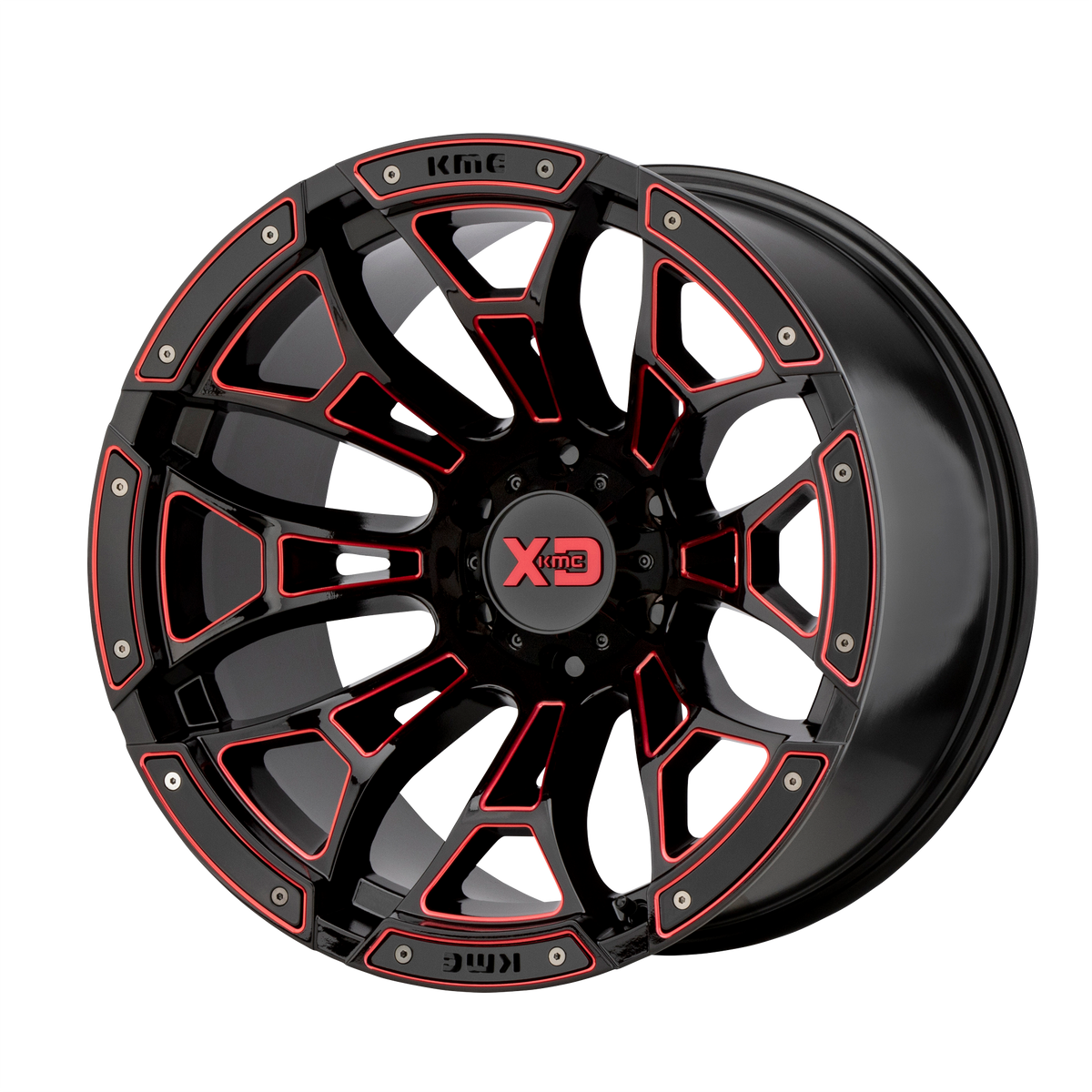 XD BONEYARD Gloss Black Milled W/ Red Tint wheel view 2