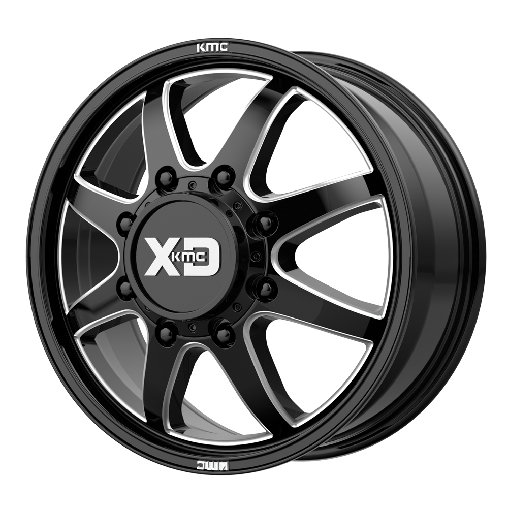 XD PIKE DUALLY Gloss Black Milled - Front wheel view 2