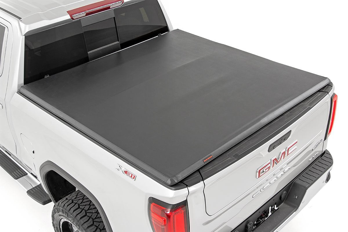Rough Country 41308550 Tri-Fold Soft Tonneau Cover for 2019-2023 Silverado Sierra 1500 (5'10" Bed)