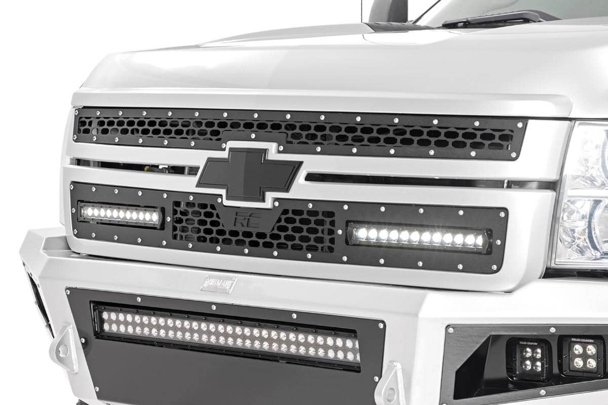 Rough Country Dual 12 inch LED Mesh Grille Kit for 2011-2014 Silverado 2500HD & 3500HD