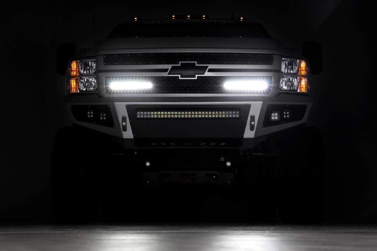 Rough Country Dual 12 inch LED Mesh Grille Kit for 2011-2014 Silverado 2500HD & 3500HD