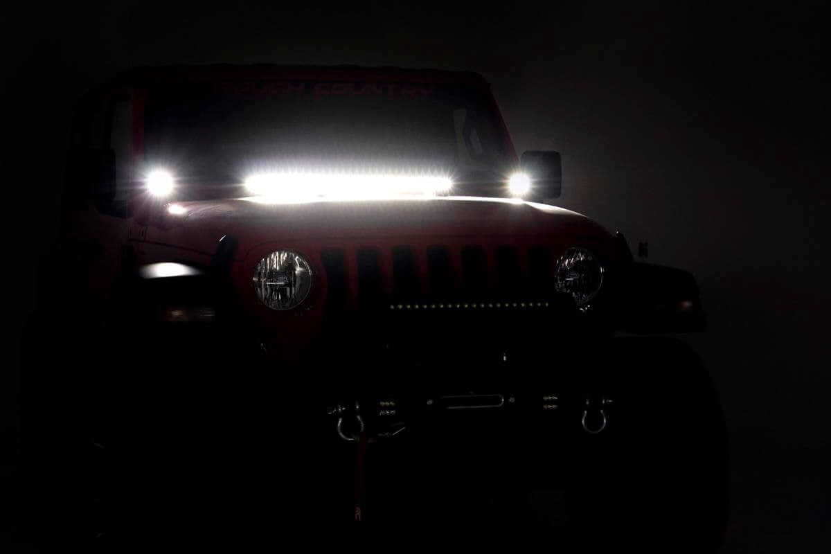 LED Light Kit | Hood Mount | 30" Black Single Row | Jeep Gladiator JT/Wrangler JL (18-26)