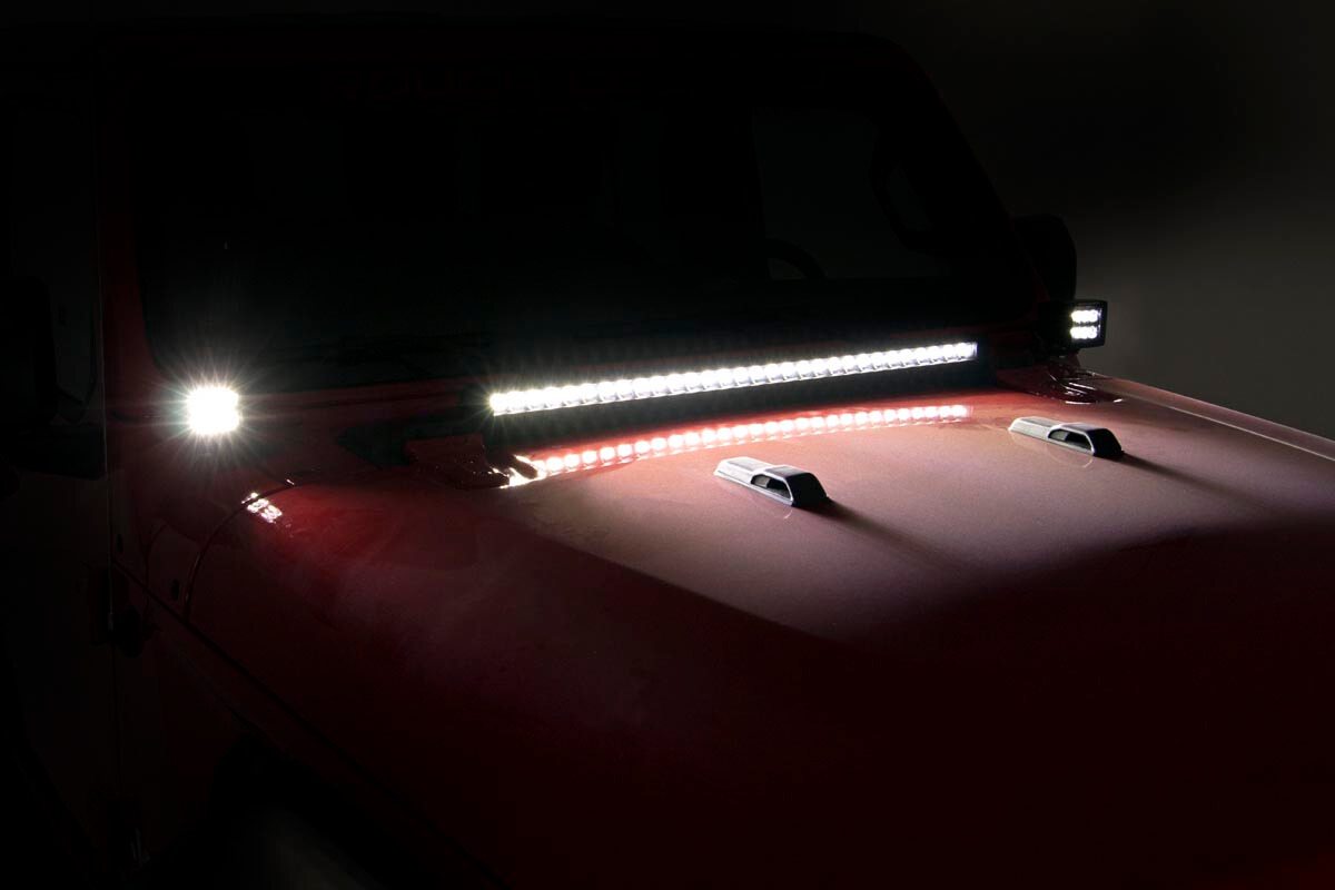 LED Light Kit | Hinge Mount | 2" Black Pair | White DRL | Jeep Gladiator JT/Wrangler JL (18-26)