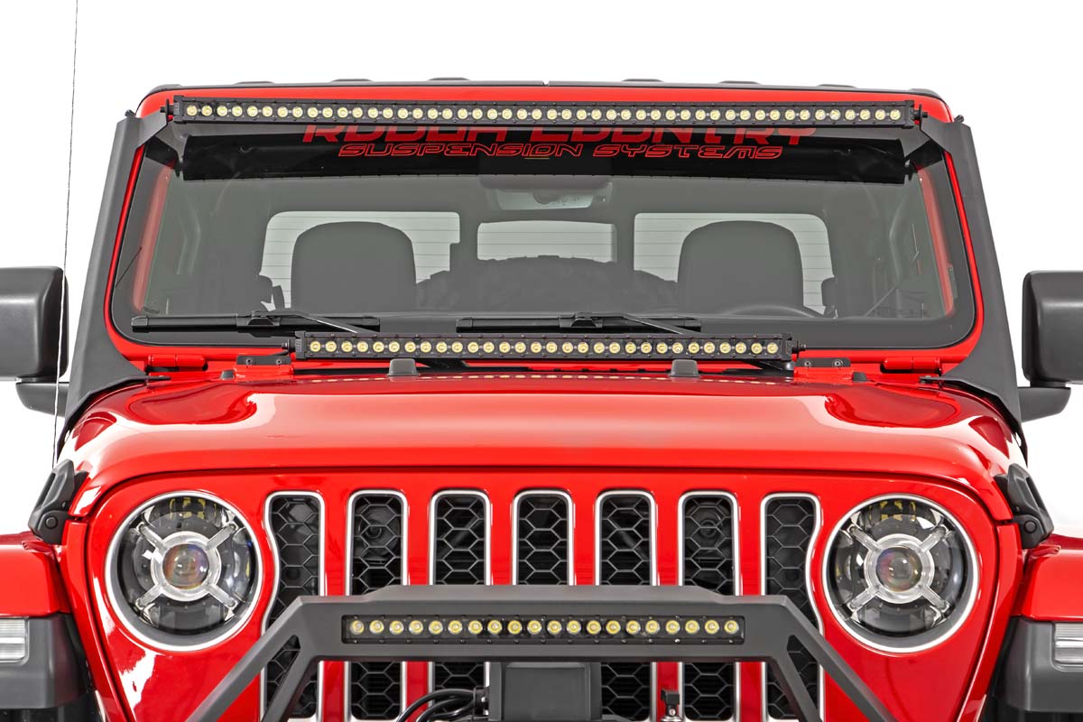 LED Light Kit | Windshield | 50" BLK Dual Row | WHT DRL | Jeep Gladiator JT/Wrangler JL (18-26)