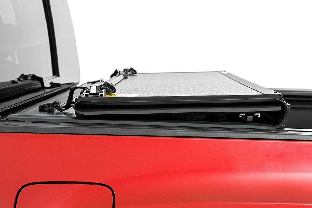 Rough Country 47420500 Low Profile Tri Fold Aluminum Tonneau Cover for 2016-2023 Toyota Tacoma (5' Bed)