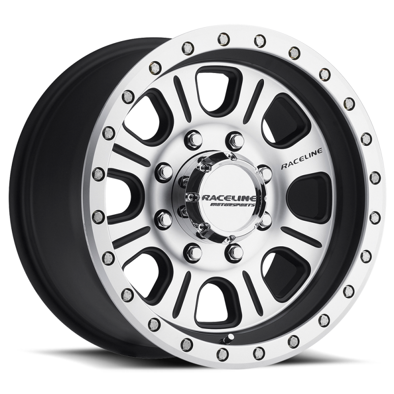 Raceline 928M Monster 17x9in / 8x170 BP / -12mm Offset / 130.81mm Bore - Black & Machined Wheel