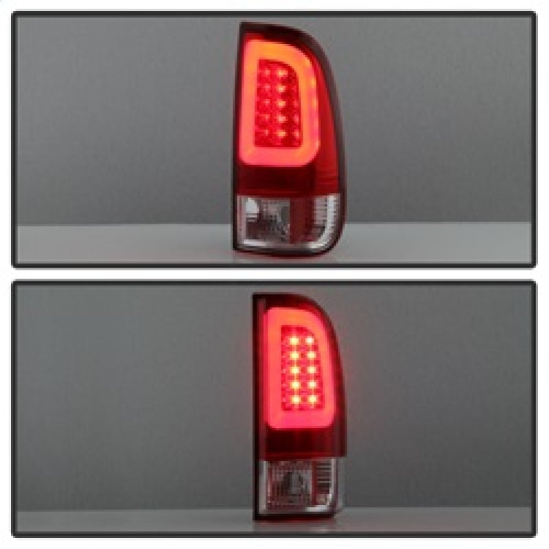 Spyder 08-16 Ford Super Duty F-250 V3 Light Bar LED Tail Lights - Red Clear (ALT-YD-FS07V3-LBLED-RC)