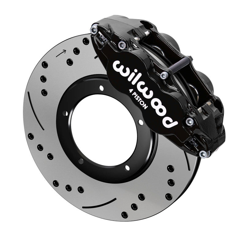 Wilwood 69-83 Porsche 911 Front Superlite Brake Kit 3.5in MT Drilled & Slotted - Black