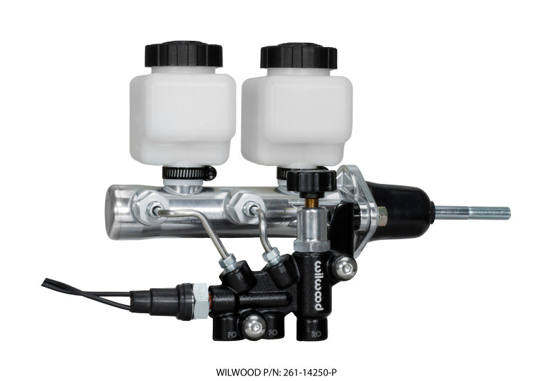 Wilwood Tandem Remote M/C Kit w L/H Brkt & Prop Valve - 15/16in Bore Ball Burnished-W/Pushrod