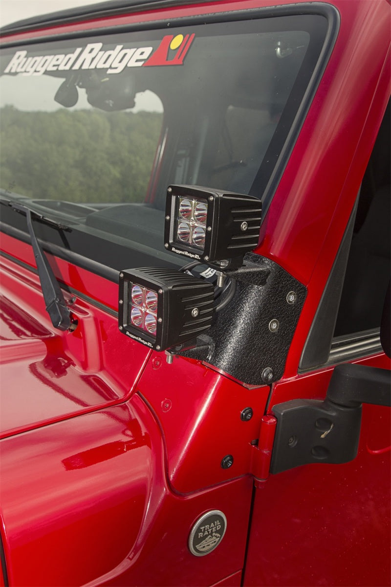 Rugged Ridge 97-06 Jeep Wrangler TJ Textured Black Dual A-Pillar Light Mount-Rugged Ridge-797 Offroad