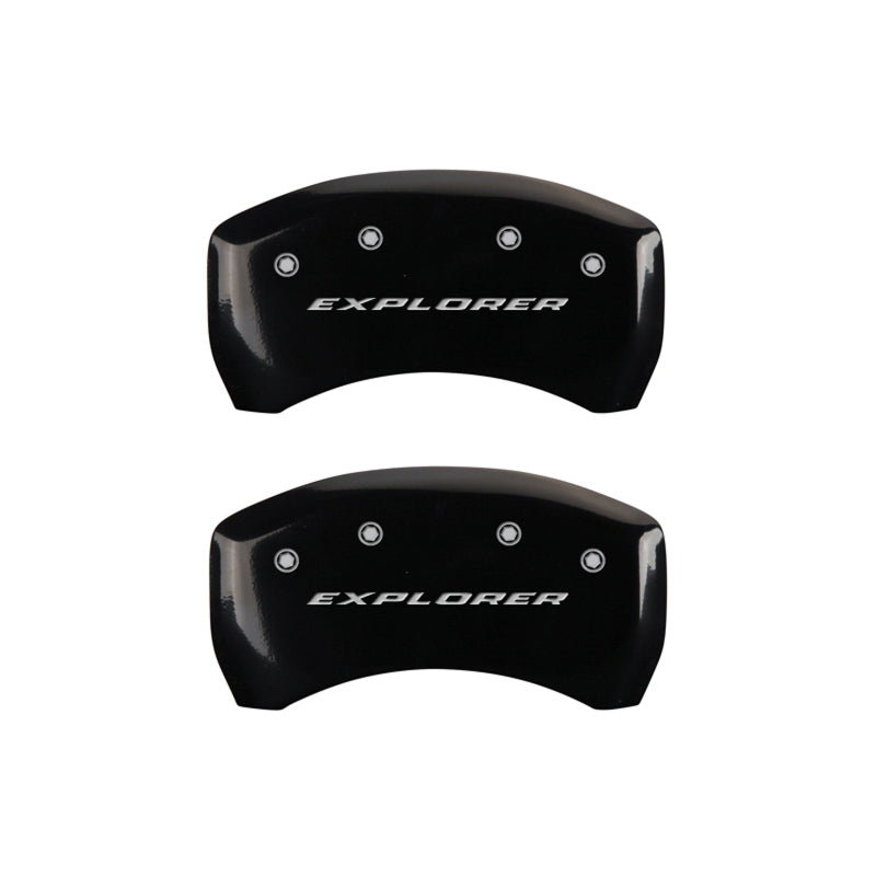 MGP 4 Caliper Covers Engraved Front & Rear Explorer Black finish silver ch