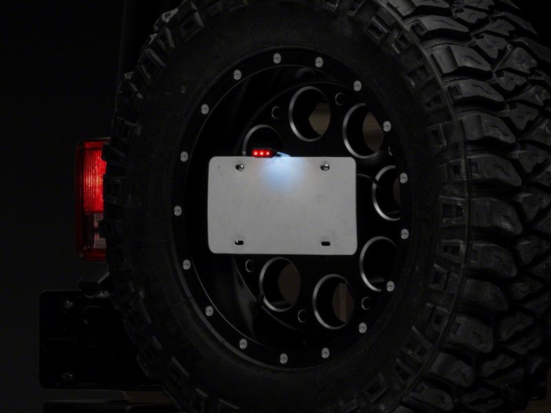 Raxiom 07-18 Jeep Wrangler JK Axial Series License Plate Bracket w/ LED Brake Light