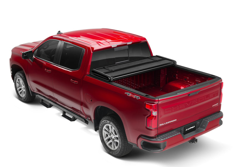 Lund 05-17 Nissan Frontier Styleside (5ft. Bed) Hard Fold Tonneau Cover - Black