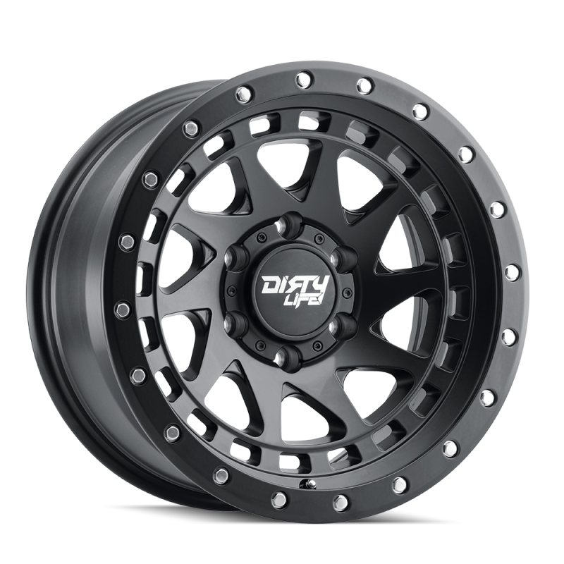 Dirty Life 9311 Enigma Pro 17x9/6x139.7 BP/-12mm Offset/106mm Hub Matte Black Wheel - Beadlock