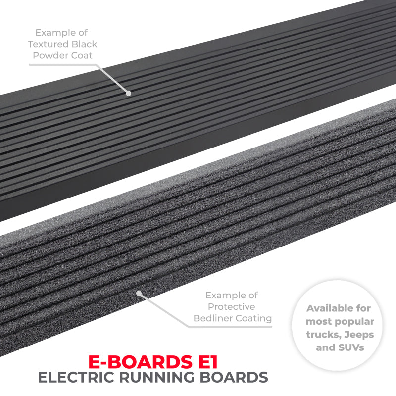 Go Rhino 15-23 Ford F-150 SC 4dr 4dr E-BOARD E1 Electric Running Board Kit - Bedliner Coating