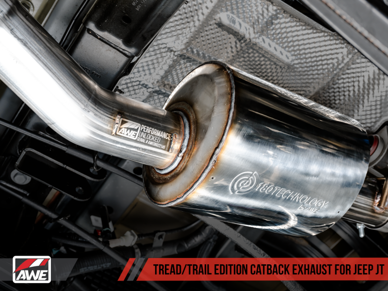 AWE Tuning 20-21 Jeep Gladiator JT 3.6L Tread Edition Cat-Back Dual Exhaust - Diamond Black Tip-AWE Tuning-797 Offroad