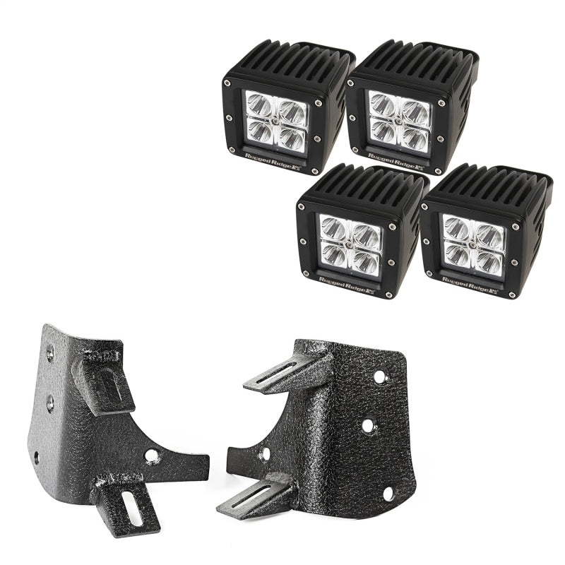 Rugged Ridge 97-06 Jeep Wrangler TJ/LJ 3in Square Dual A-Pillar LED Kit-Rugged Ridge-797 Offroad