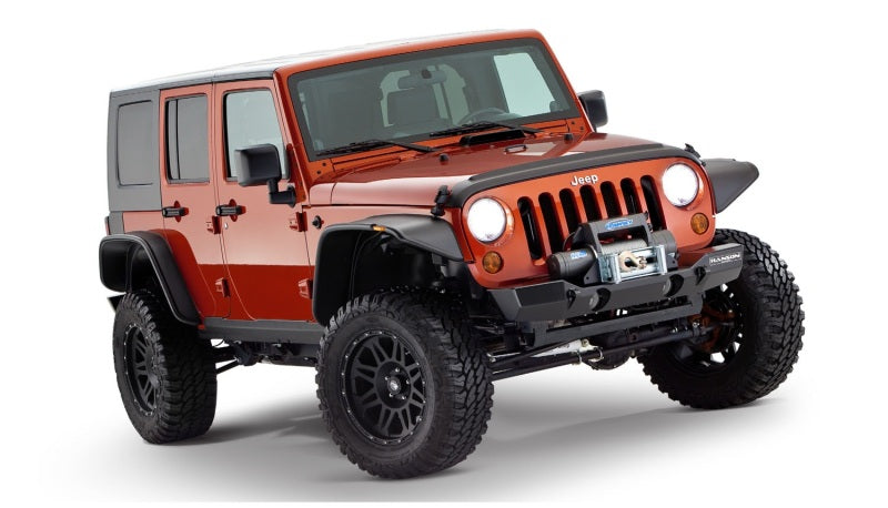 Bushwacker 07-18 Jeep Wrangler Unlimited Flat Style Flares 4pc 4-Door Sport Utility Only - Black