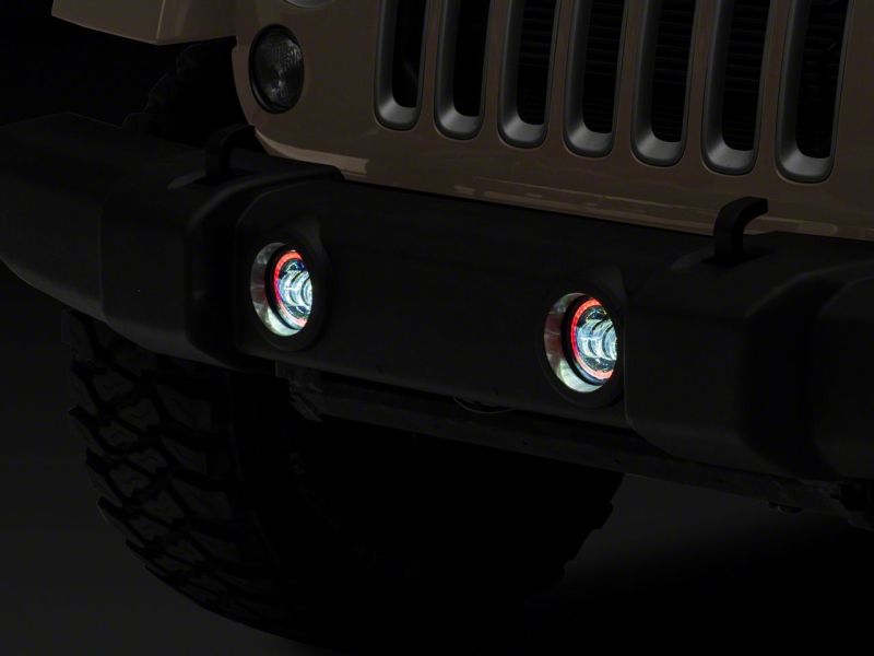 Raxiom 07-18 Jeep Wrangler JK Axial Series 4-In LED Fog Lights w/ RGB Halo