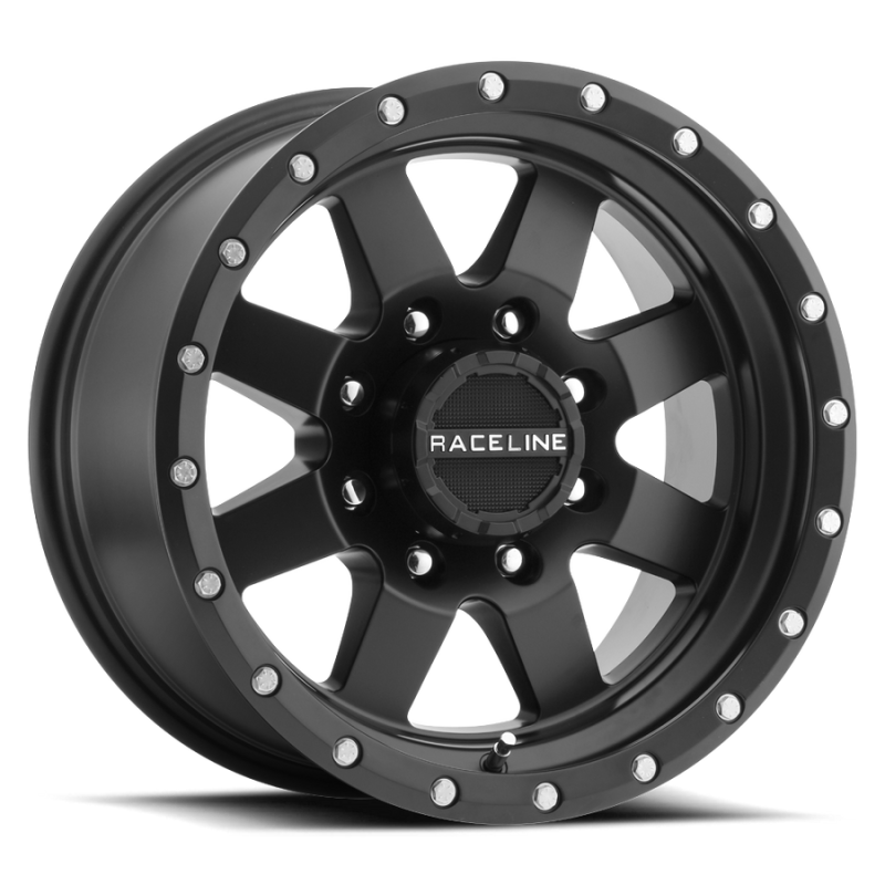 Raceline 935B Defender 17x9in / 5x127 BP / -12mm Offset / 83.82mm Bore - Satin Black Wheel