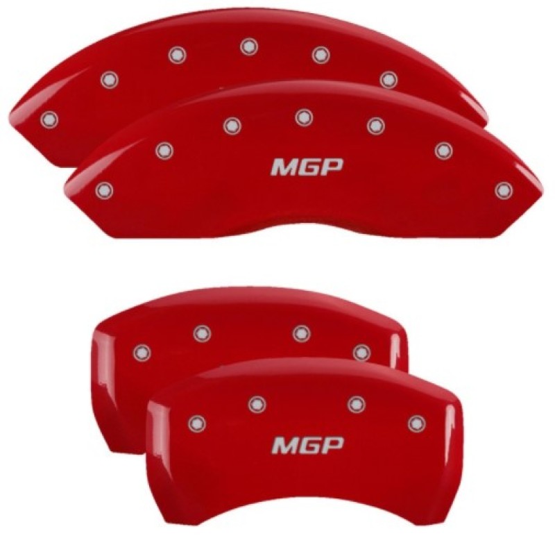 MGP 4 Caliper Covers Engraved Front & Rear MGP Red Finish Silver Char 2019 Chevrolet Blazer