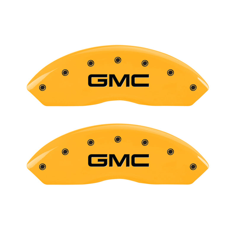 MGP 4 Caliper Covers Engraved Front & Rear GMC Yellow finish black ch