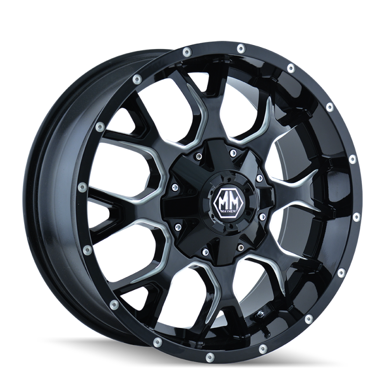 Mayhem 8015 Warrior 18x9 / 5x150 BP / -12mm Offset / 110mm Hub Black w/ Milled Spokes Wheel