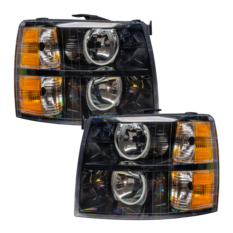 Oracle Lighting 07-13 Chevrolet Silverado Assembled Halo Headlights Round Style - Blk Housing -Red