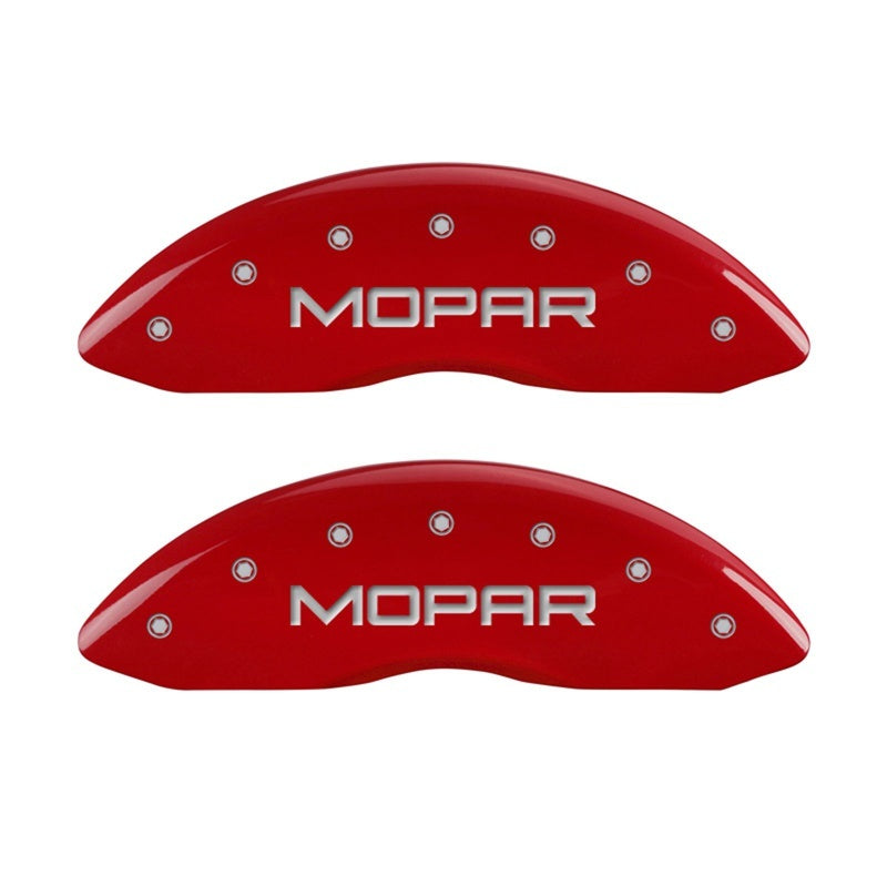 MGP Front set 2 Caliper Covers Engraved Front MOPAR Red finish silver ch