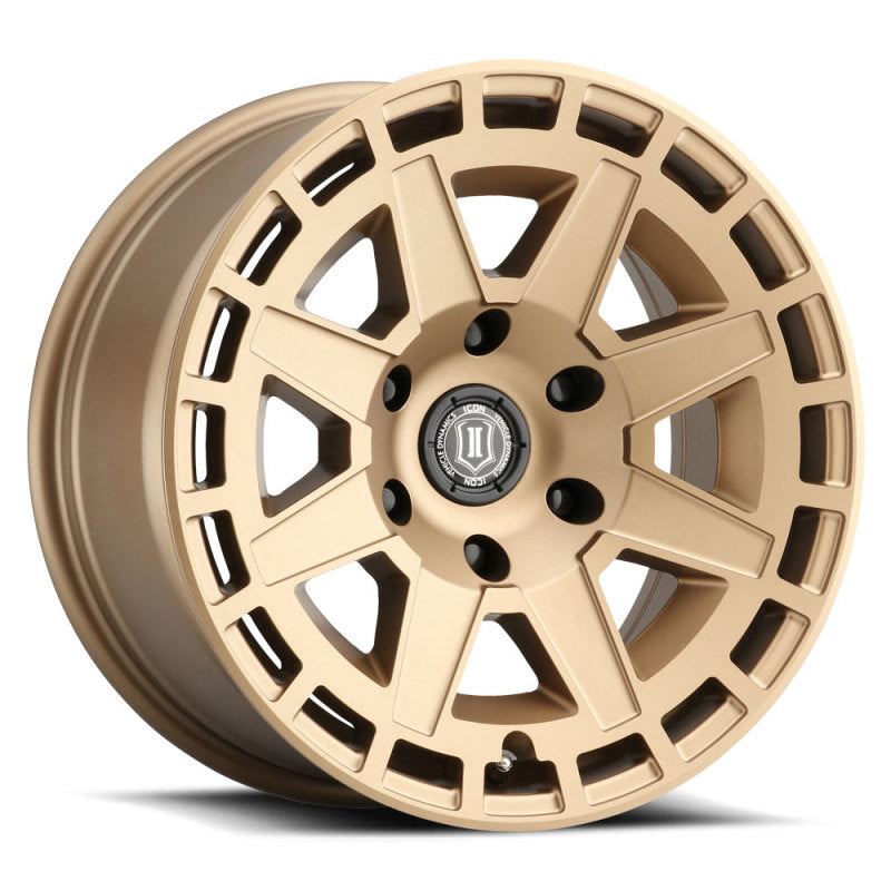 ICON Compass 17x8.5 6x5.5 0mm Offset 4.75in BS Satin Brass Wheel