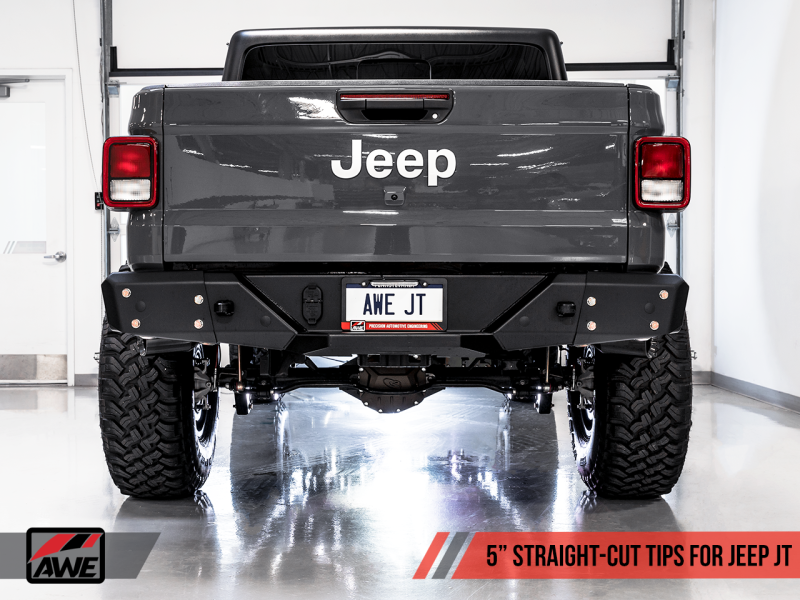 AWE Tuning 20-21 Jeep Gladiator JT 3.6L Tread Edition Cat-Back Dual Exhaust - Diamond Black Tip-AWE Tuning-797 Offroad