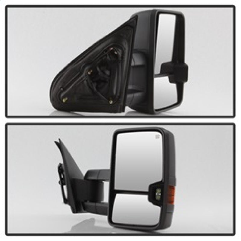 xTune Chevy Silverado 14-16 Heated Amber LED Signal Telescoping Mirrors MIR-CSIL14S-G2-PWH-AM-SET