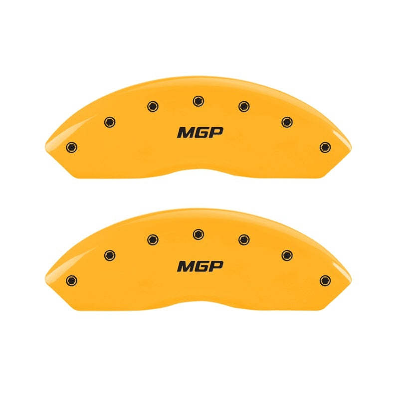 MGP 2 Caliper Covers Engraved Front MGP Yellow Finish Black Characters 2006 Jeep Wrangler