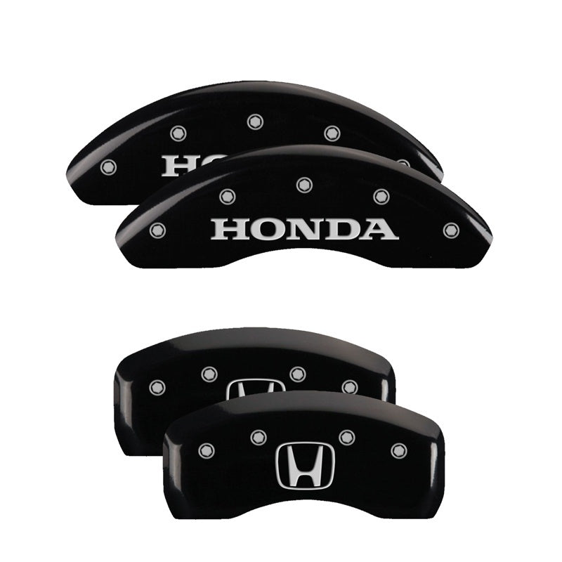 MGP 4 Caliper Covers Engraved Front Honda Rear H Logo Black Finish Silver Char 2004 Honda CR-V