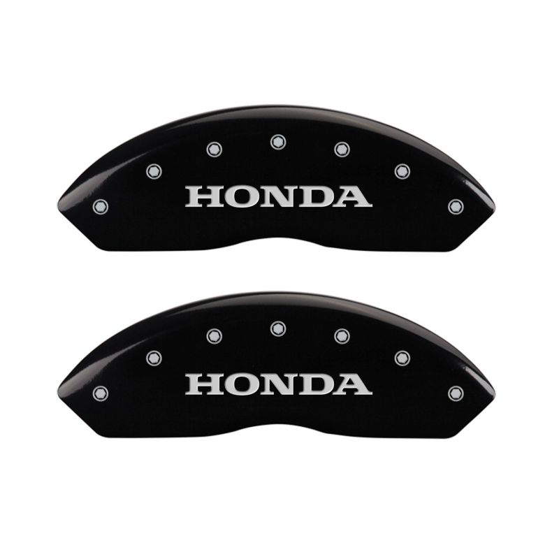 MGP 4 Caliper Covers Engraved Front Honda Engraved Rear H Logo Black finish silver ch