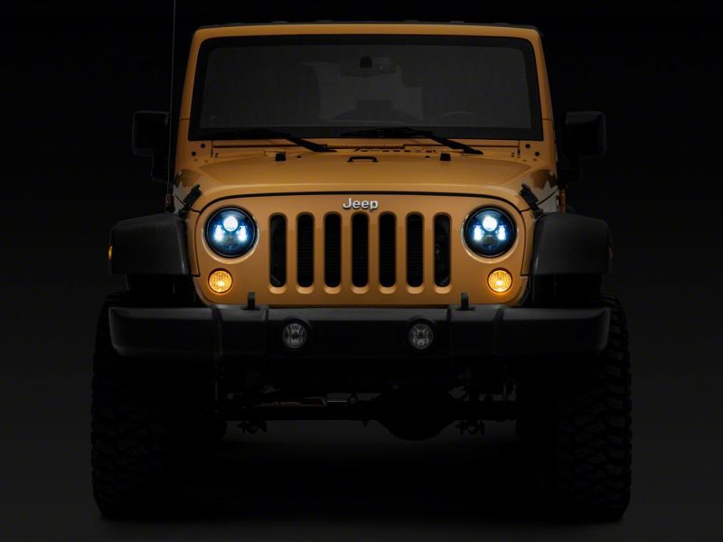 Raxiom 07-18 Jeep Wrangler JK 7-In LED Headlights- BlueHousing- Clear Lens