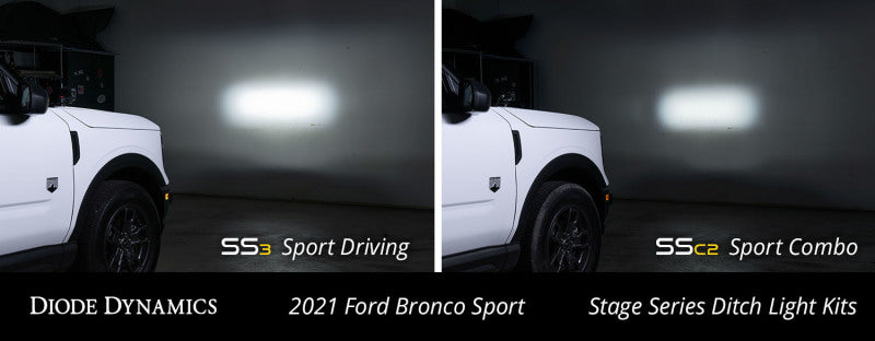 Diode Dynamics 2021 Ford Bronco Sport SS3 LED Ditch Light Kit - Sport Yellow Combo