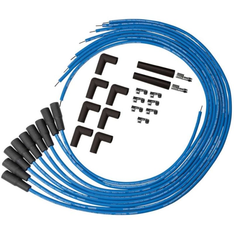 Moroso Universal Ignition Wire Set - Blue Max - Spiral Core - Unsleeved - 90 Degree - Blue