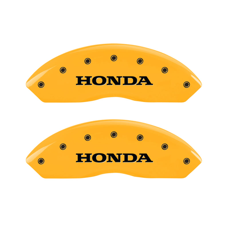 MGP 4 Caliper Covers Engraved Front Honda Engraved Rear H Logo Yellow finish black ch