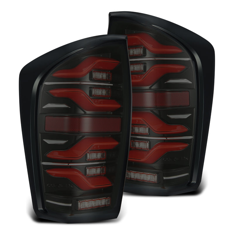 AlphaRex 16-23 Toyota Tacoma LUXX LED Taillights Blk/Red w/Activ Light/Seq Signal