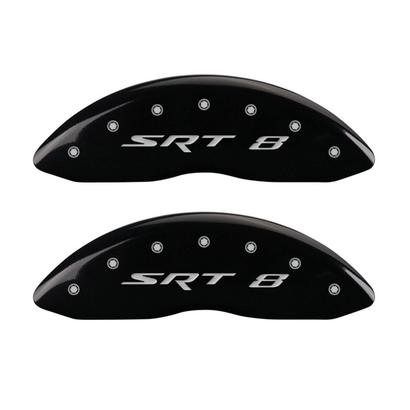 MGP 4 Caliper Covers Engraved Front & Rear SRT8 Black finish silver ch