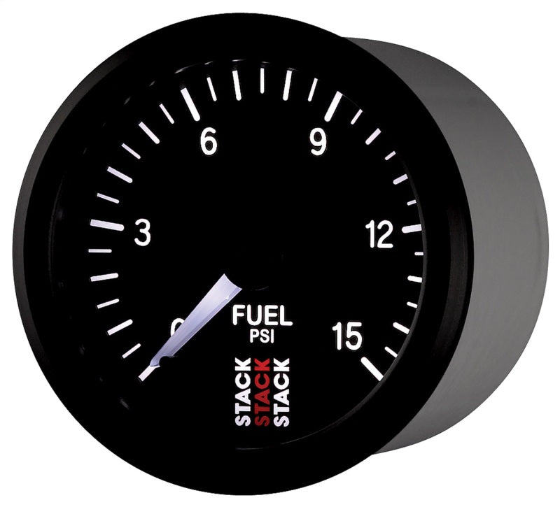 Autometer Stack 52mm 0-15 PSI 1/8in NPTF Male Pro Stepper Motor Fuel Pressure Gauge - Black